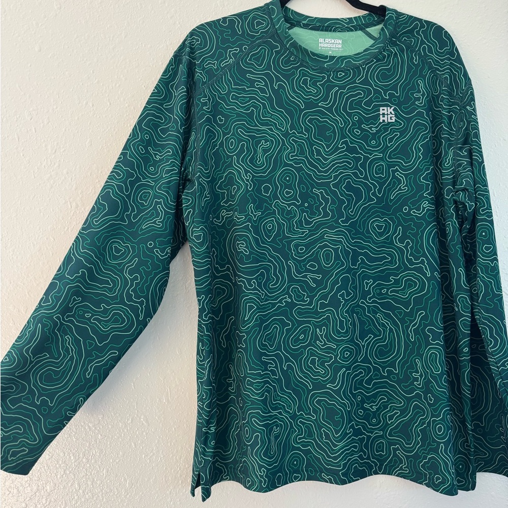 NWOT Alaskan Hardgear by Duluth Teal Topographic Long-Sleeve Men’s M Shirt - Picture 3 of 10